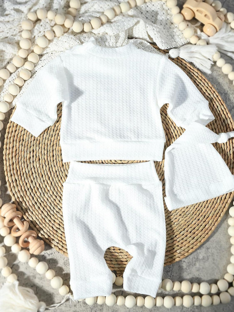 Baby Boy Girl Clothes Outfits Long Sleeve Romper Bodysuit Baby Shower Coming Home Outfit Shirt+Pants+Hat