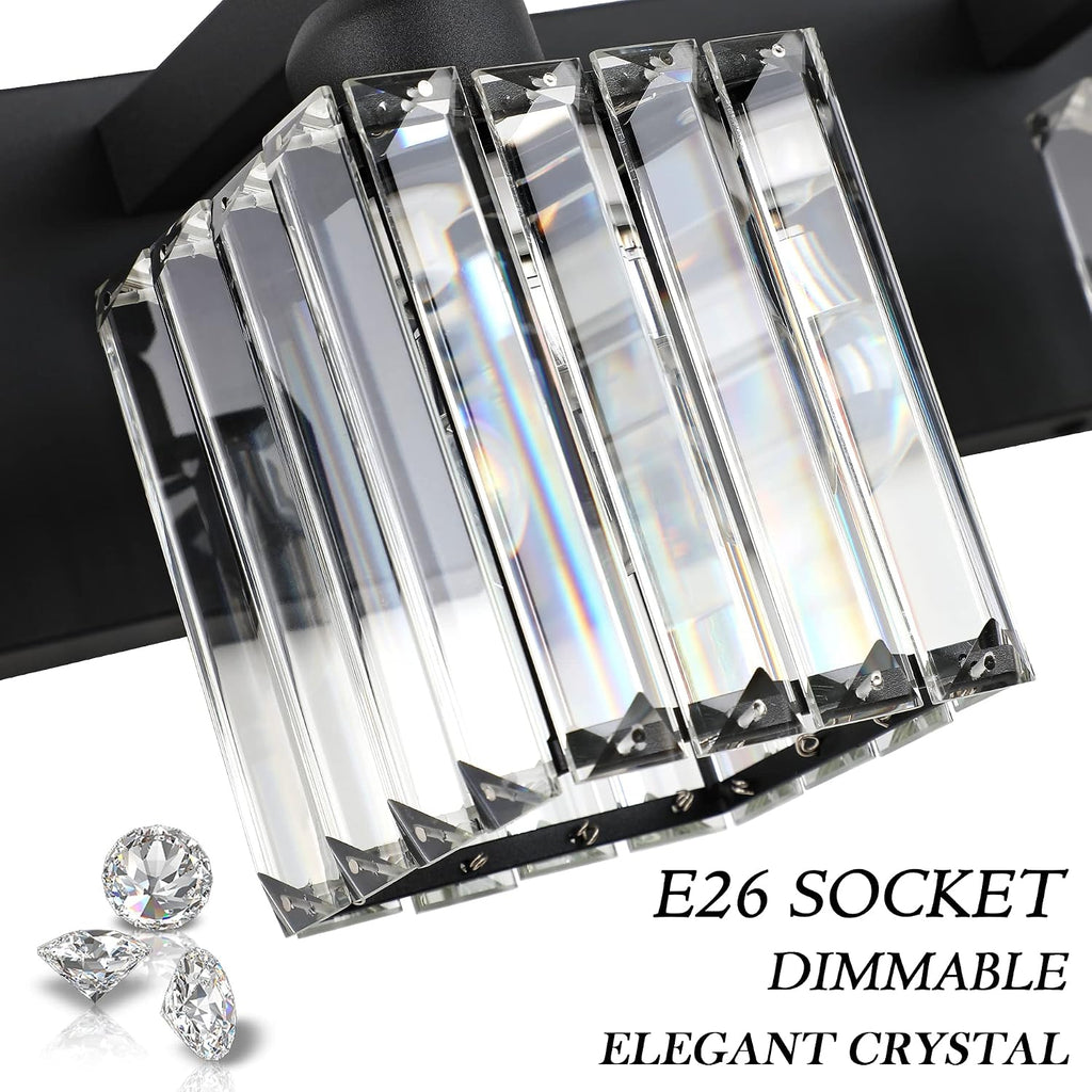 Black Vanity Light Bathroom Lighting Fixtures 3 Light Crystal Modern Bathroom Vanity Light (Exclude Bulb)