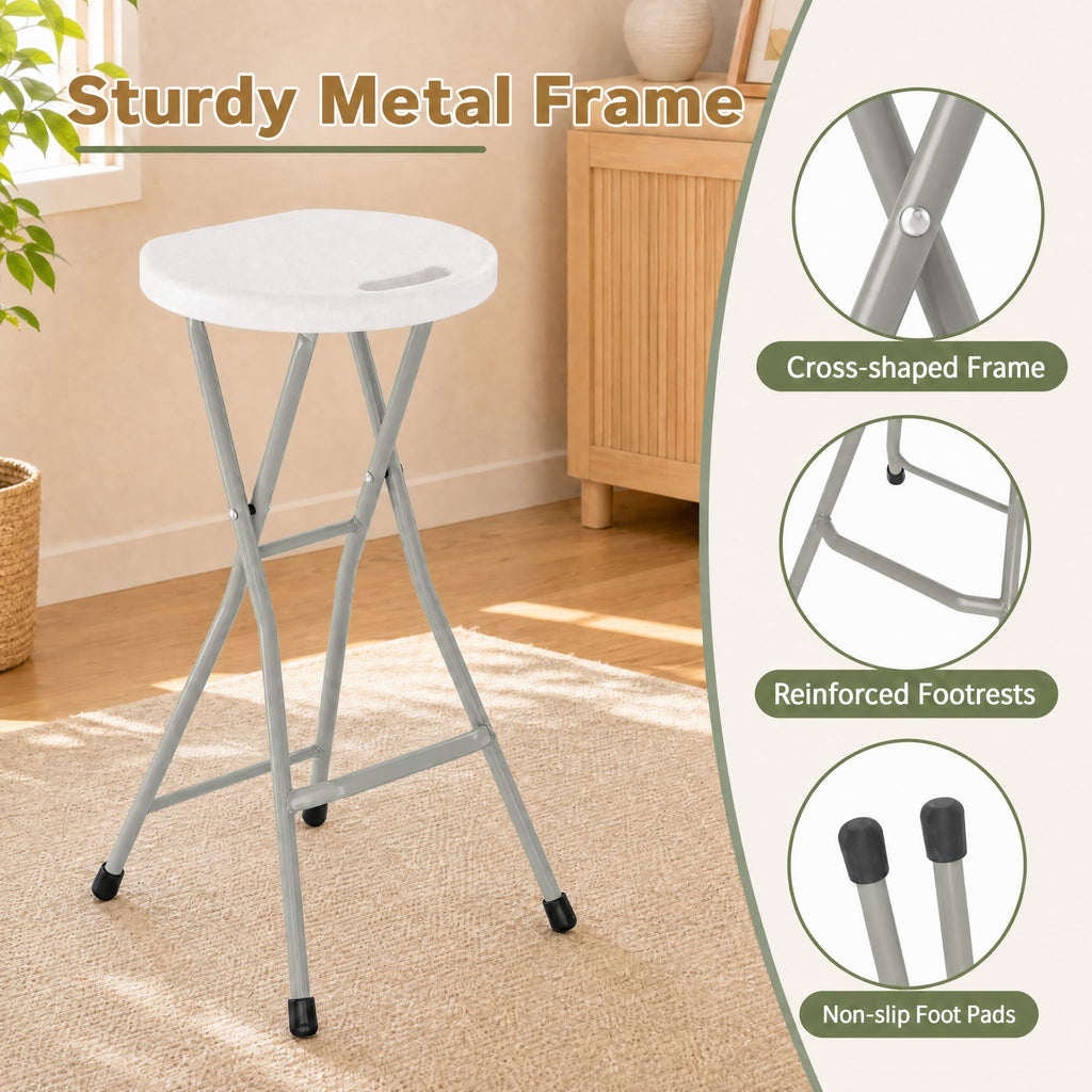 Folding Stool, 28in Barstool with Handle 550lbs Free Assembly