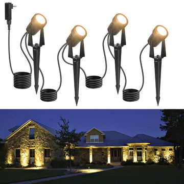 Outdoor Landscape Lighting Waterproof with 45.9FT Cable & built-in LED Light, Low Voltage 12W 1200LM Plug in Electric