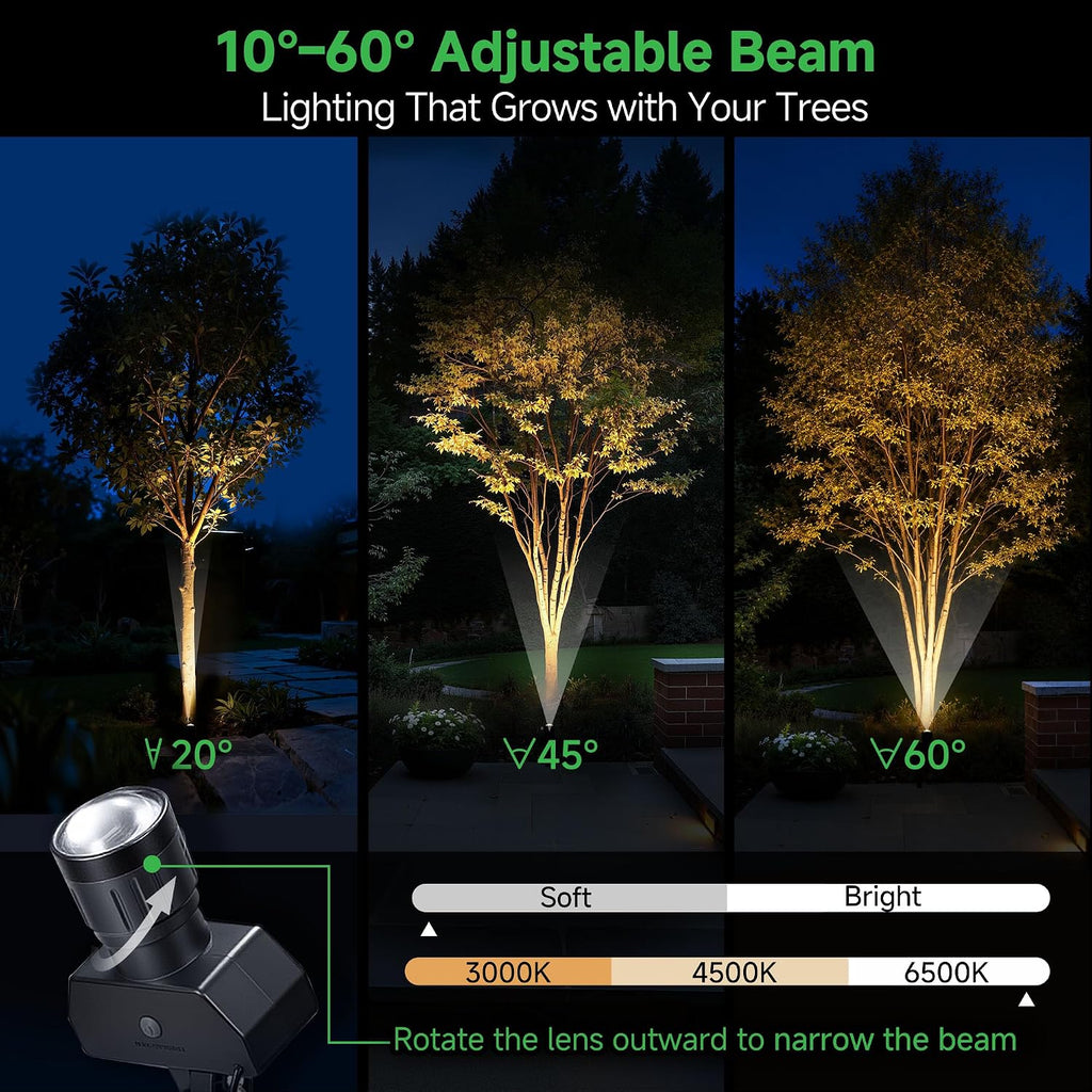 Outdoor Solar Spotlight, Adjustable Angle Landscape Spotlight Waterproof, 2500mAh All Night Separate Panel LED