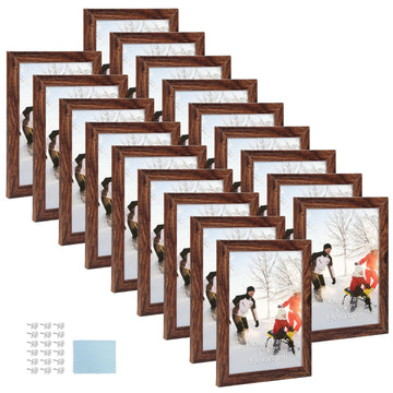5x7 Picture Frame Bulk Set of 18, Distressed Brown Photo Frame