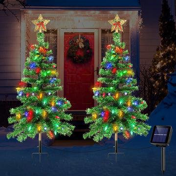 Solar Christmas Trees Lights Outdoor, Solar Powered Xmas Tree Stake Outside