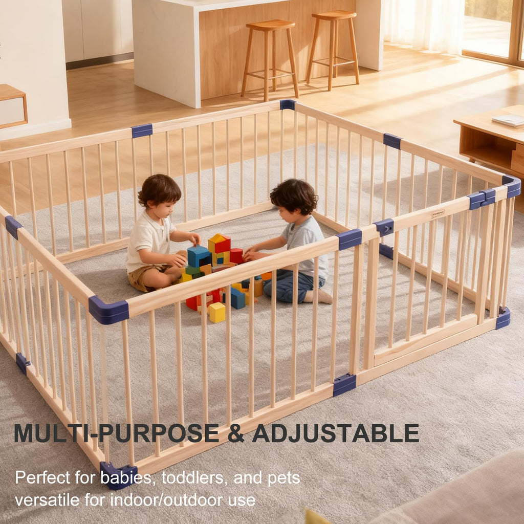 Wooden Playpen,CPC Certified,New Zealand Pine Wood,59.05x70.86Inches