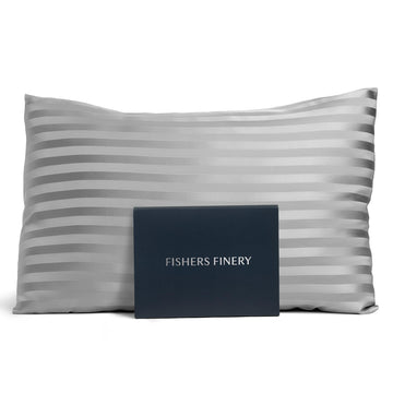 25mm 100% Pure Mulberry Silk Pillowcase (Gray Stripe )