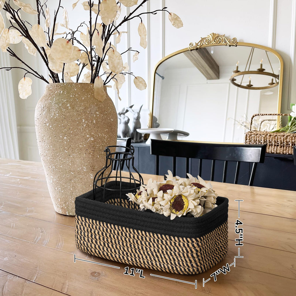 3Pack Wicker Storage Baskets for Closet, 11 x 7 x 4.5