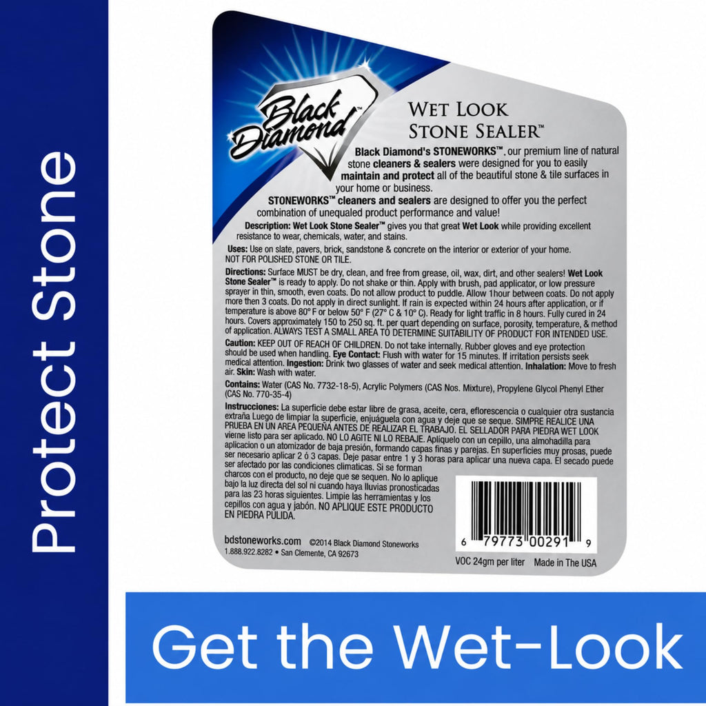 Wet Look Stone &, High Gloss for Pavers & Patios, 1 Quart