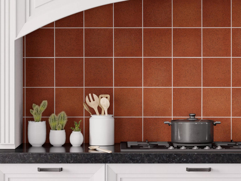 Terra Grip 6x6 Textured Red Quarry Tile - Non-Slip Heavy-Duty Ceramic Floor Tile, 30 Tiles (7.5 Sq Ft)
