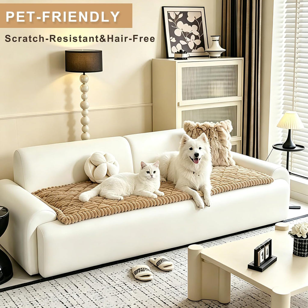 100% Waterproof Fuzzy Couch Cover for Dogs, Washable Non-Slip Pet Couch Covers for Sofa, Soft Thick Furniture