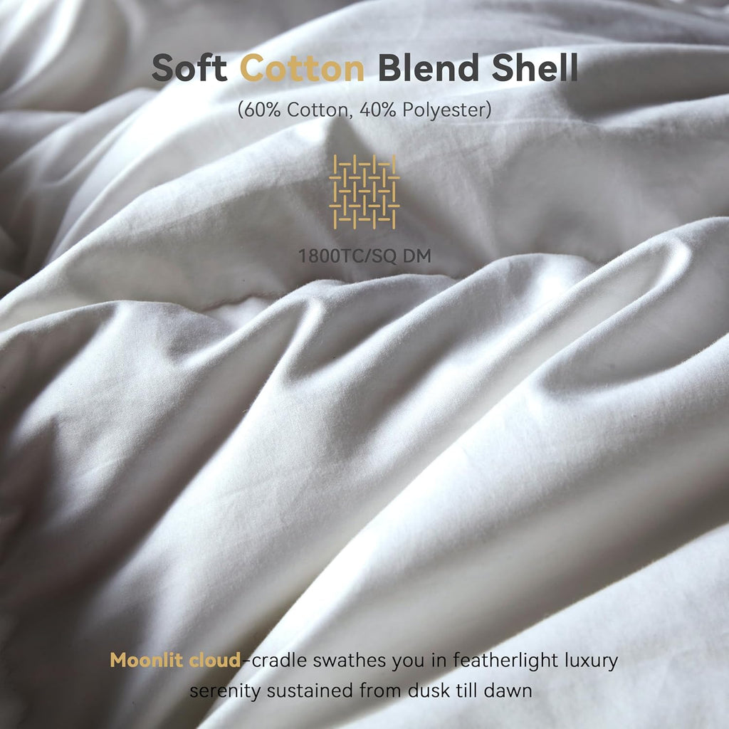 Luxury Goose Down Comforter Queen, Ultra-Soft Fluffy Duvet Insert for All Season
