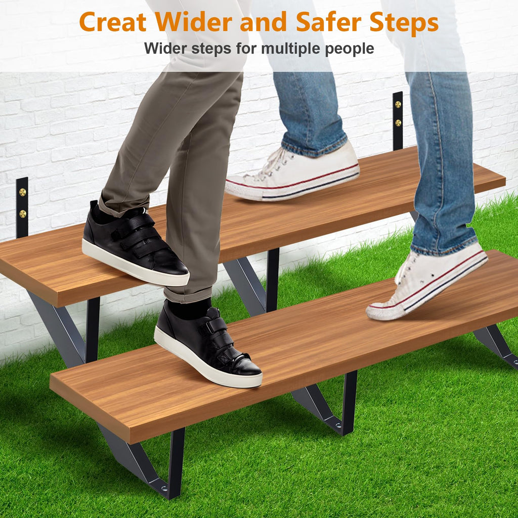 Steel Stair Riser 2 Step, 19.5" H Metal Stair Stringers for Deck
