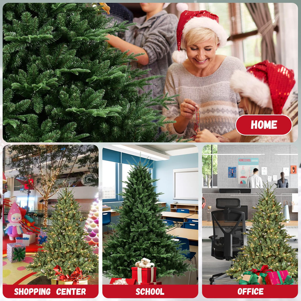 8FT Christmas Tree Simulate Nature Advanced Materials Premium Hinged Blue Spruce Artificial Douglas Firs