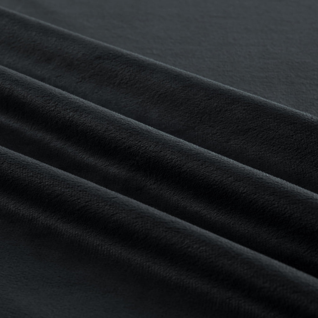 Black Minky Fabric by the Yard, 65" Wide, 1 Yard