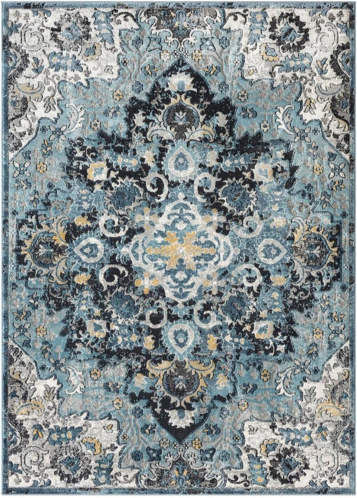 Moroccan Blue Medallion Area Rug s