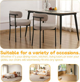 EDWELL Boucle Dining Chairs Set of 2, Round Upholstered Dining Room Chairs with Black Metal Legs
