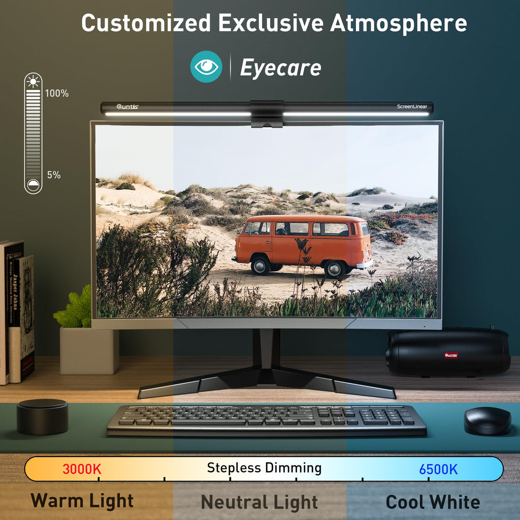 Monitor Light Bar with Remote Control, Fit for Curved/Flat Monitor, Eye-Care USB Computer Lamp Dimmable Screen Light