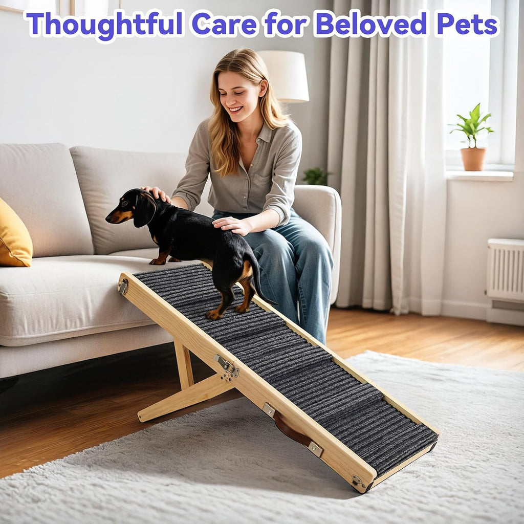 2026 Upgraded Small Dog Ramp for Couch Foldable, 5 Ajustable Height