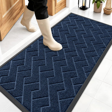 Front Door Mat Outside 47x23, All-Season Absorbent Rubber Doormat
