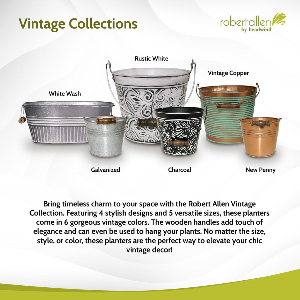 Vintage Collection 12 in Vintage Copper Bucket Planter