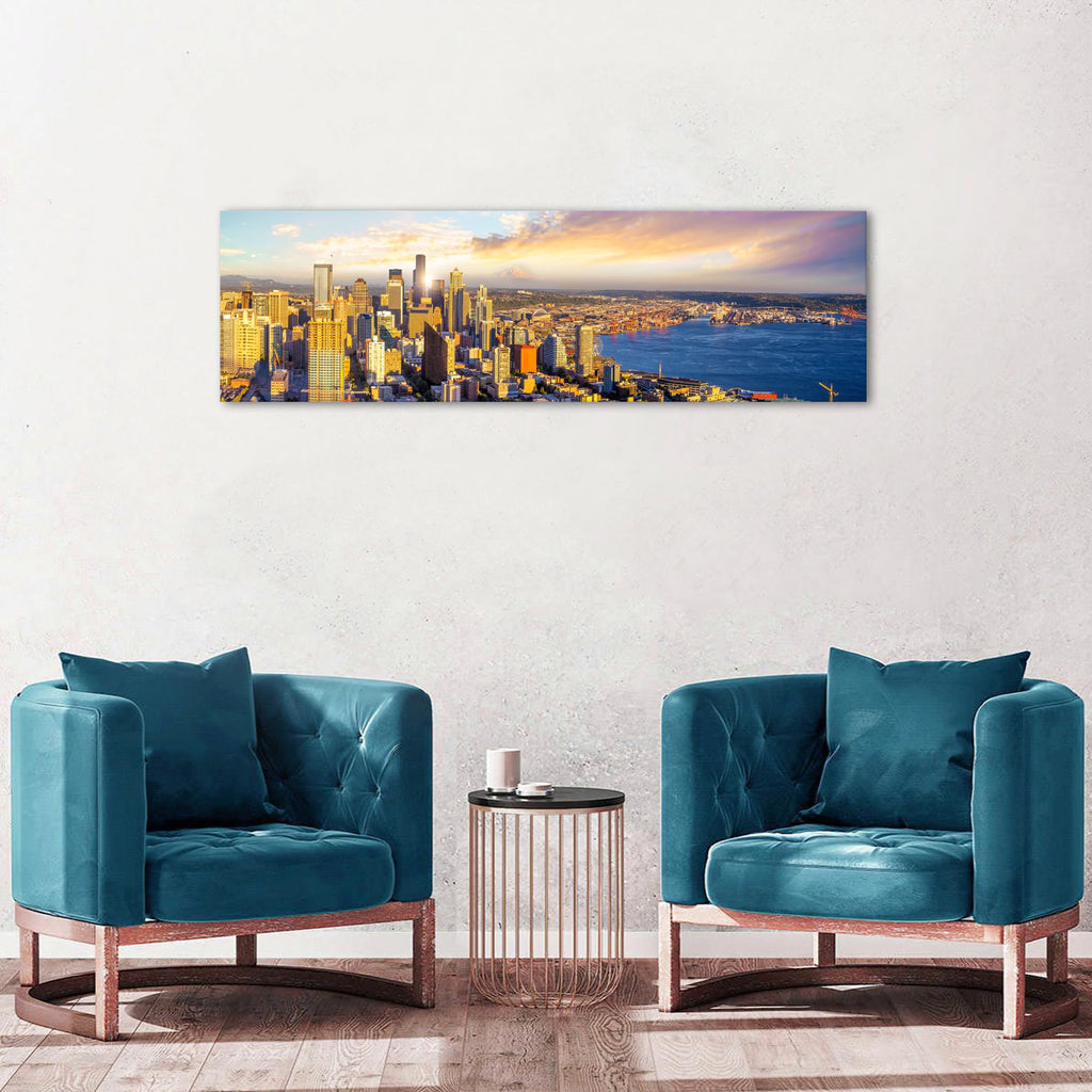Seattle Skyline Wall Nature Sunset City Wall Decor Living Room Washington Cityscape Canvas Prints Modern Skyscraper