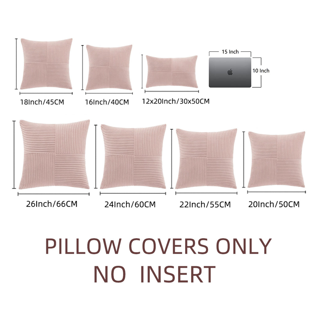 2 Packs Blush Pink Euro Decorative Throw Pillow Covers 26x26 Inch for Couch Bed Bedroom, Farmhouse Boho Home Decor