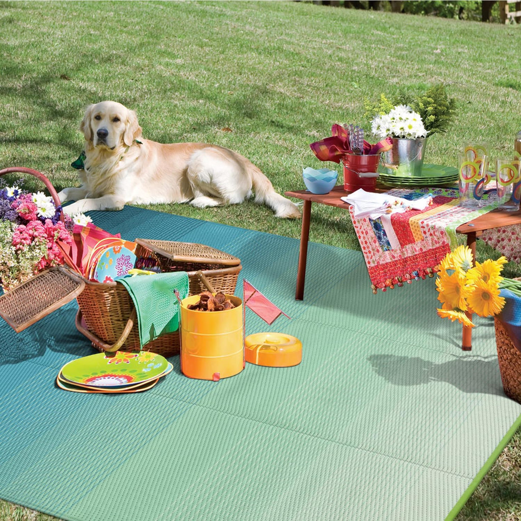 Ombre Outdoor Rug Waterproof, Plastic Straw Outside Rug, Camping Rugs for Outside RV, Large Outdoor Area Rug