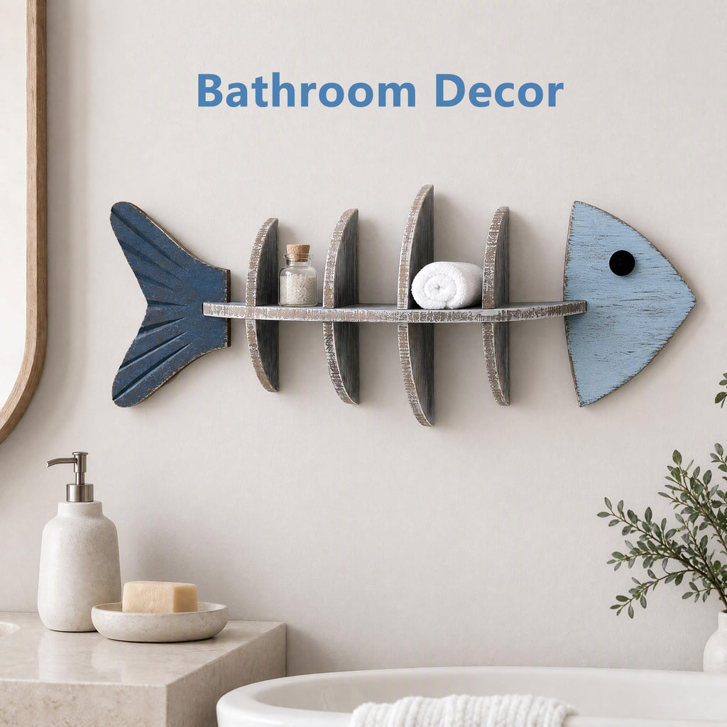 Fish Wall Shelf, Nautical Coastal Decor, Beach Wall Art