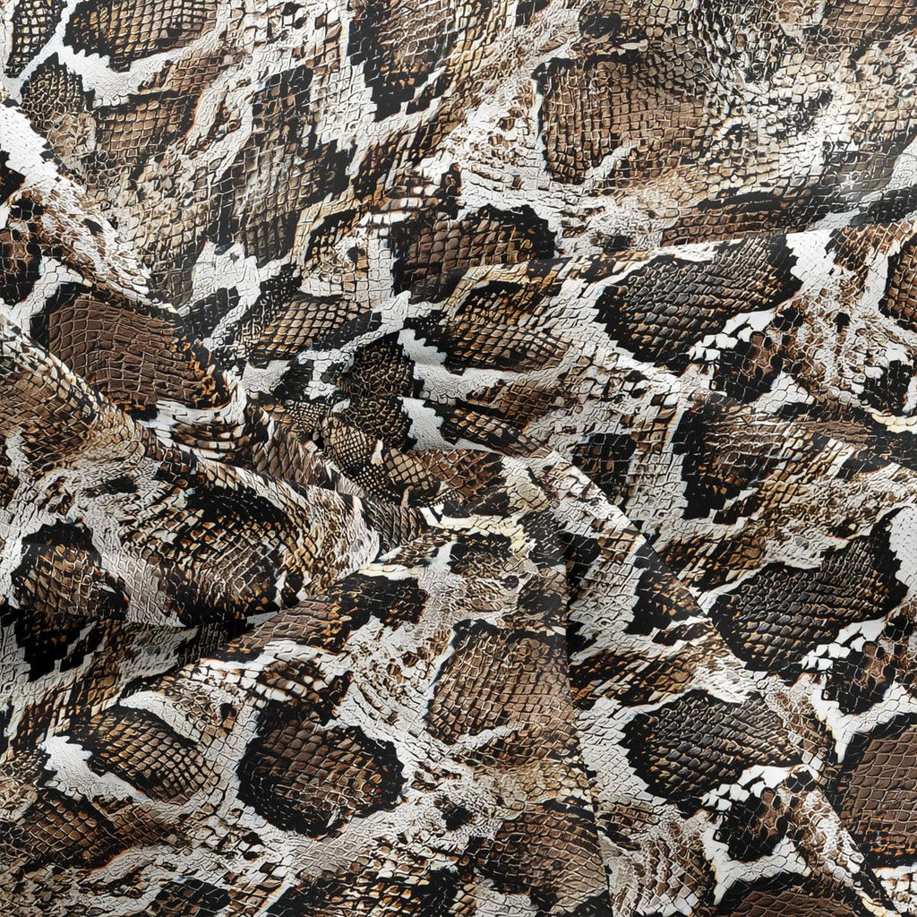 Snake Skin Pattern Outdoor Fabric by The Yard, Brown and Black Wild Animals Fabric by The Yard for Teens Craft