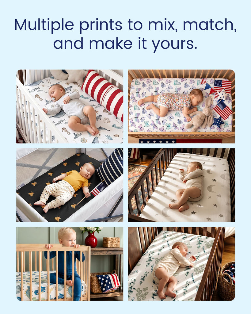 Premium Stretchy Crib Sheets (2-Pack)-Hypoallergenic, Silky Comfort, Buttery Soft, Calming Effect, All-Season