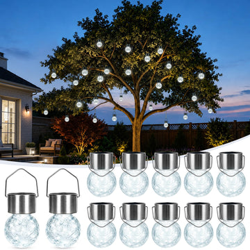 Solar Lights Outdoor Garden Decor Hanging Lantern for Outside 12Pc