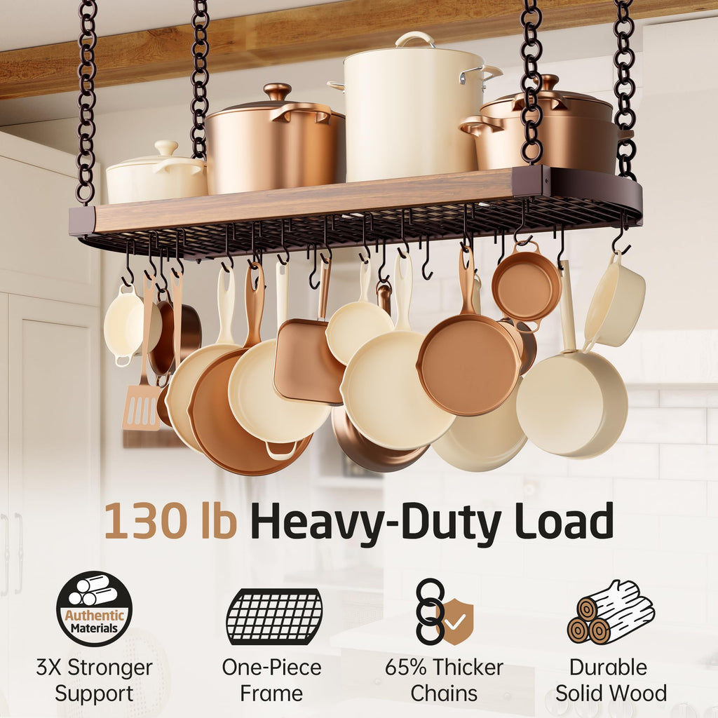 48 Inch Oil Bronze Hanging Pot Rack Ceiling Mount with 130lb Capacity
