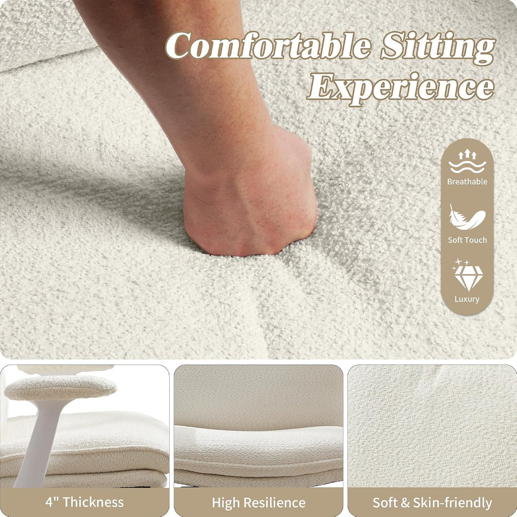 Criss Cross Legged with Wheels and Flip-Up Arms, Upholstered Criss Cross Desk Chair, Wide Seat Chairs for Home