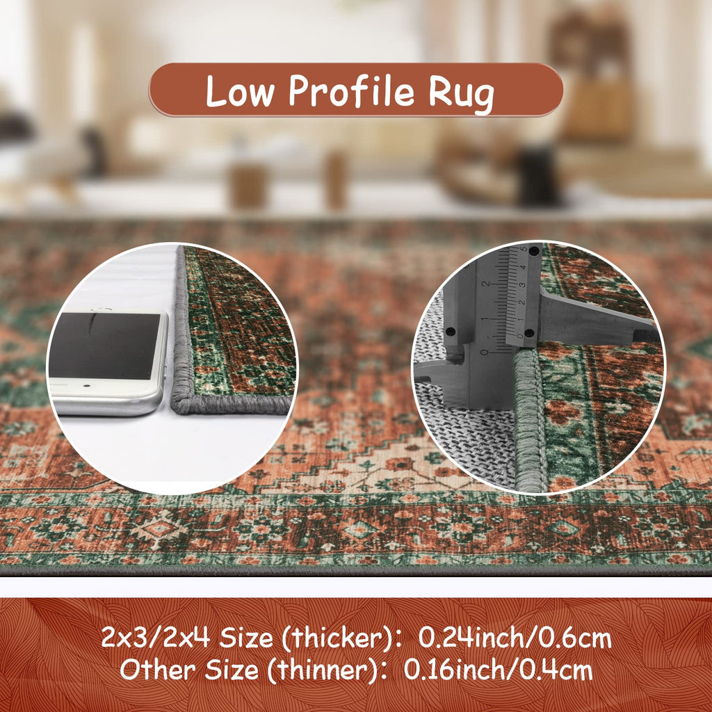 Washable Rug Runners s, Boho Runner Rug Non-Slip Ultra-Thin, Long Vintage Oriental Medallion Carpet Runner