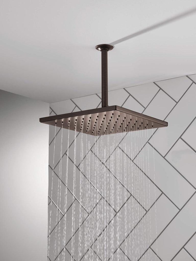 Oil Rubbed Bronze Square Rain Shower Head, 12 Inch Metal Large Shower Head Rainfall, Overhead Rain Showerhead, 1.75