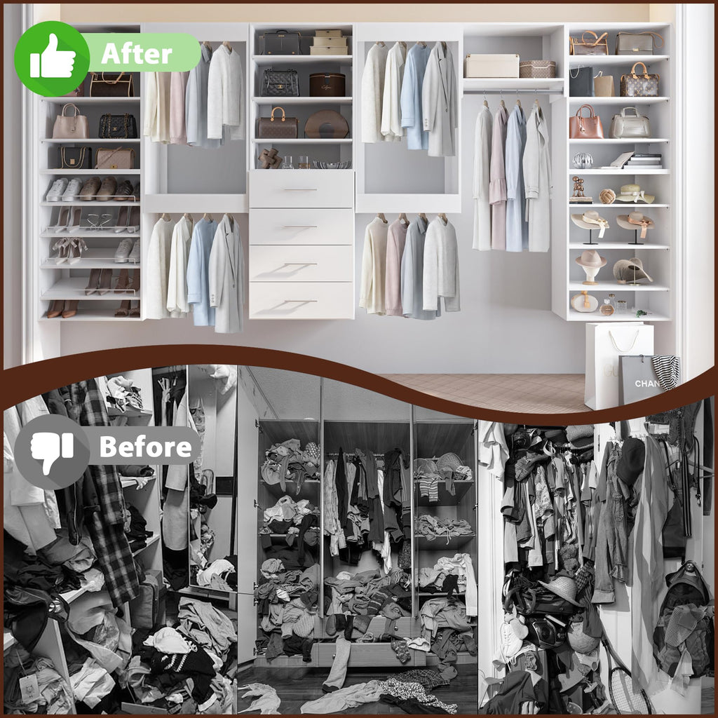Modular Closet System, 19.5" Wide Wall-Mounted Closet Tower Organizer with Adjustable Shoe Shelves for Walk-In Closet