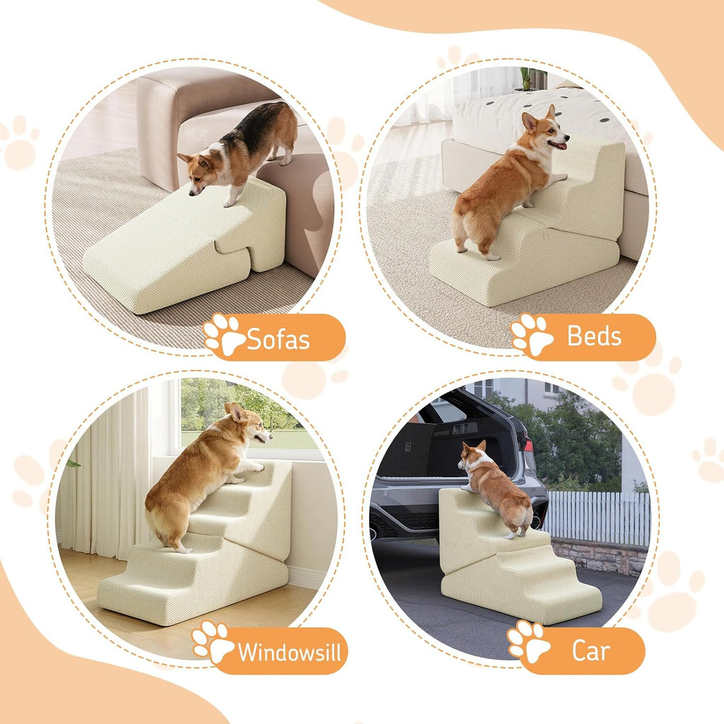 Dog Ramp for Bed, 16.5" H Dog Stairs for High Bed