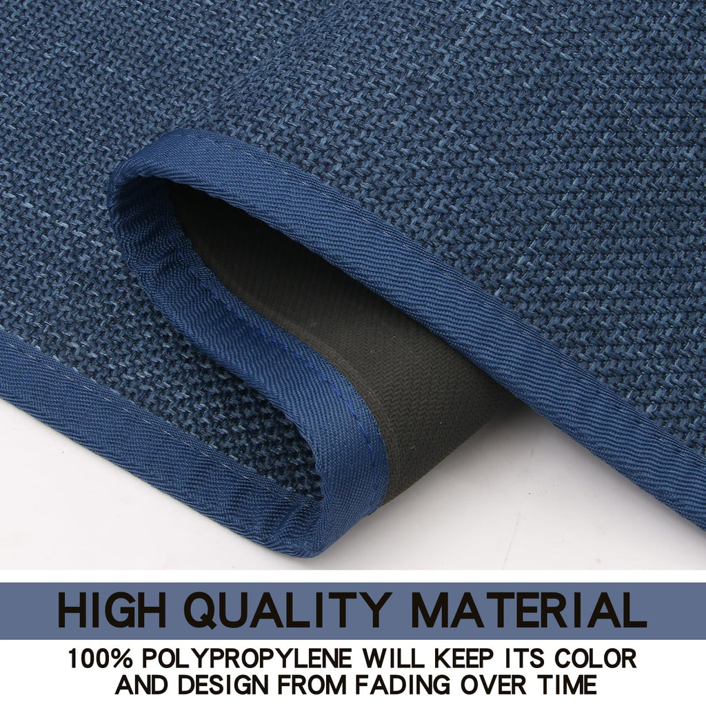 Kitchen Mats Set of 2 PCS for Floor, Washable Non Slip Rugs, Dark Blue