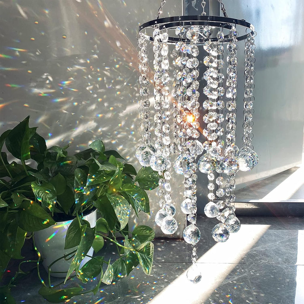 Chandelier Wind Chimes Shape Clear Crystal Prisms Balls Beads Hanging Suncatcher Pendant Garden Outdoor Home Decor Gifts