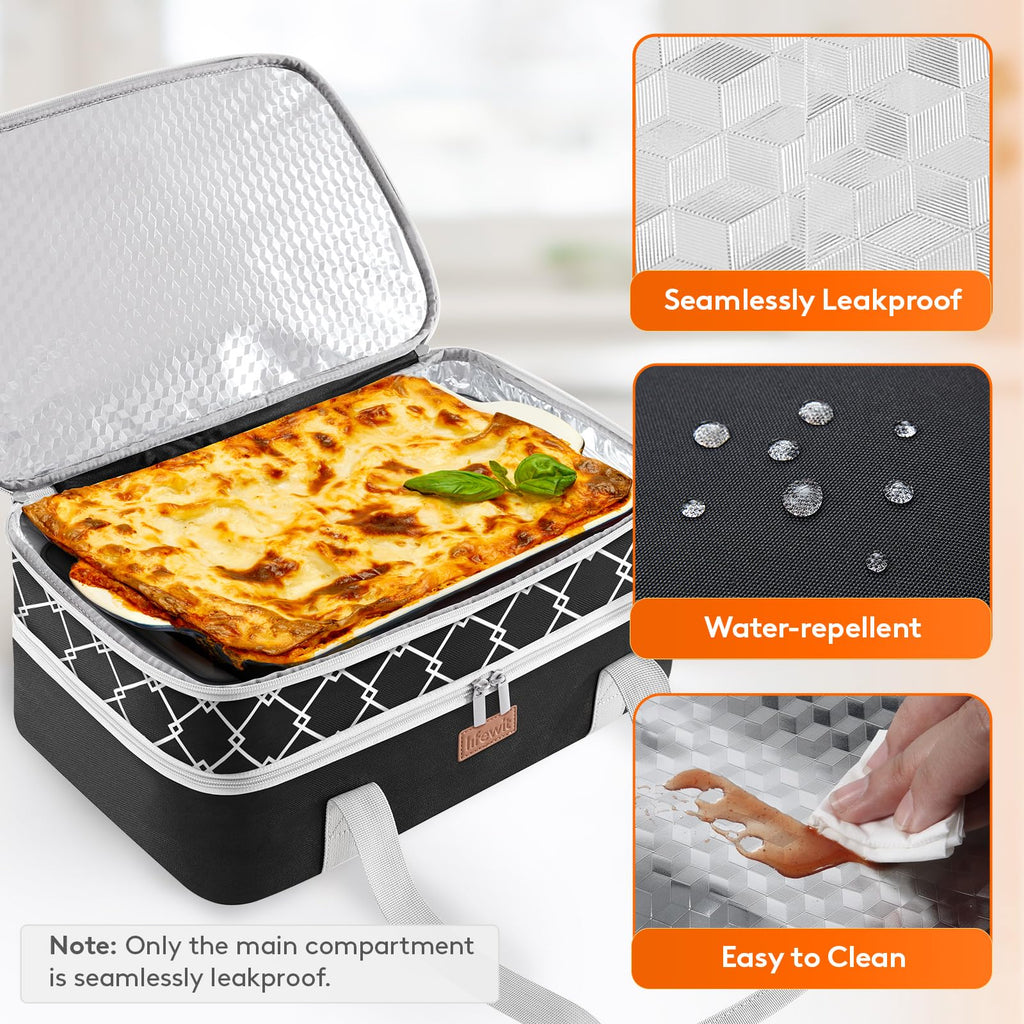 Insulated Double Decker Casserole Carrier, Lasagna Lugger Holder