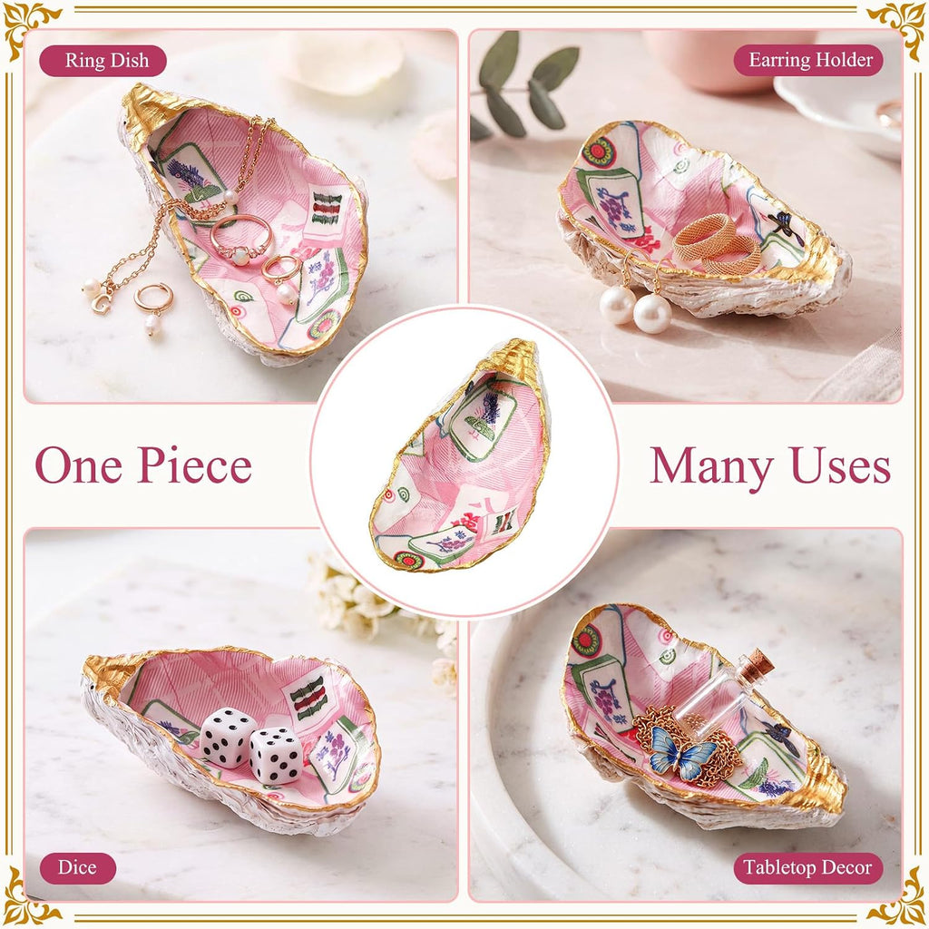 Natural Oyster Ring Trinket Jewelry Dish,Mahjong