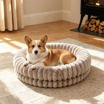 Donut Dog Bed Small Medium Size Pet Bed Washable, Oatmeal