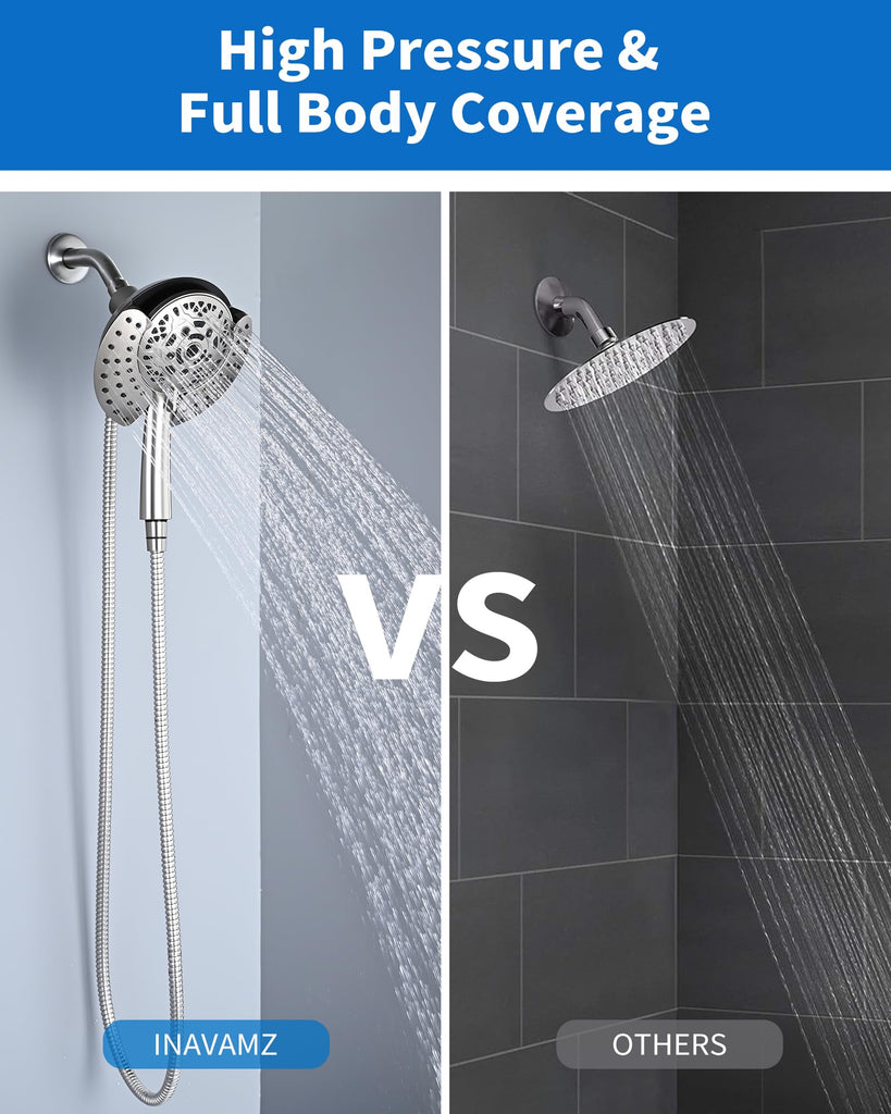 2 in 1 Shower Head with Handheld Combo High Pressure Nickel 1.8 GPM