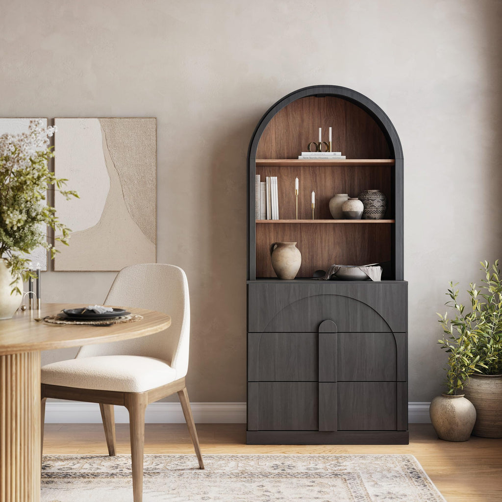 71" Tall Storage Cabinet with 3 Drawers, Wooden Sideboard Buffet Cabinet with Hutch for Pantry and Kitchen
