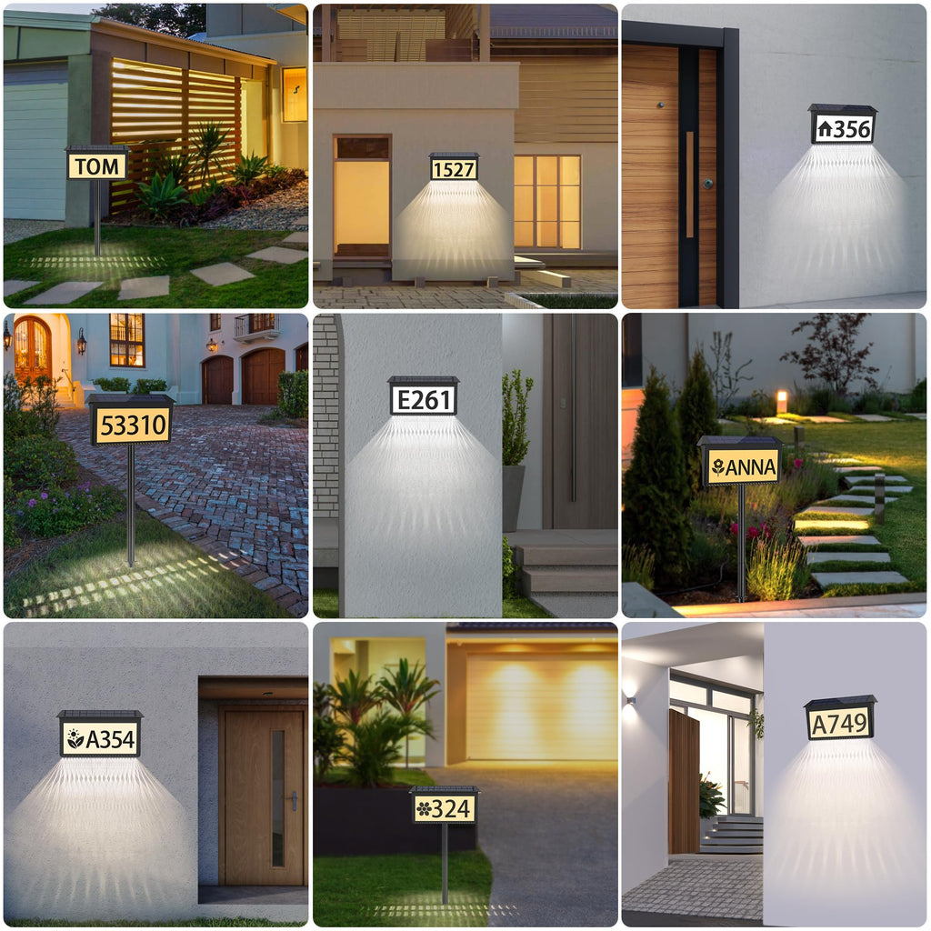 Solar Address Sign, House Numbers for Outside Light Up Waterproof