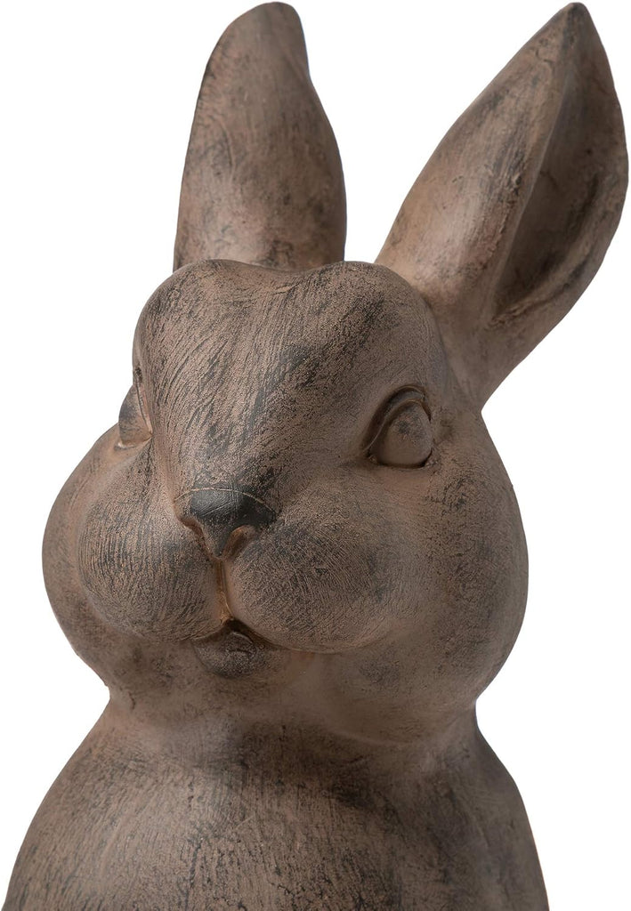 Rabbit Garden Statue Outdoor Standing Bunny Sculpture Lawn Decor, 22.75 Inch, Bronze