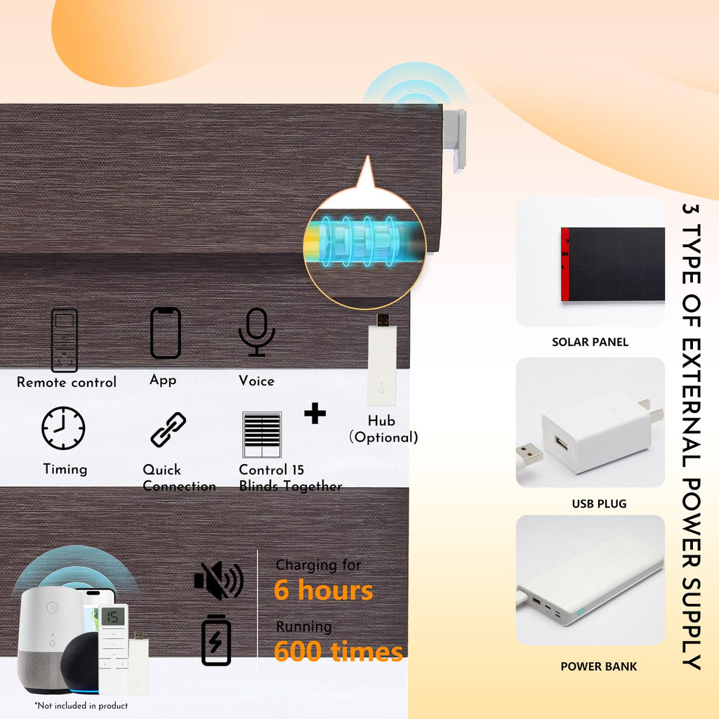 Motorized No Drill Zebra Smart Shades with Remote Smart Zebra Blinds, Non Drill, Light Filtering, Dual