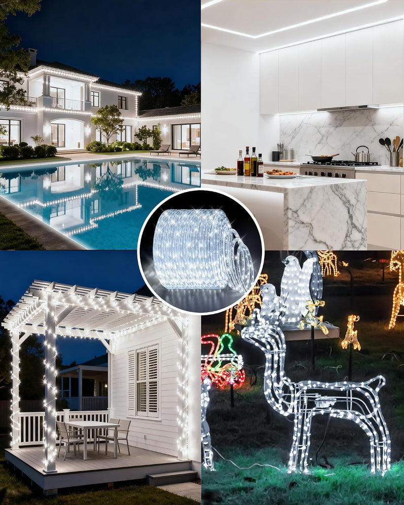 LED Rope Light, IP65 Tube Light for Christmas Patio Trees Decor, 80FT 6000K