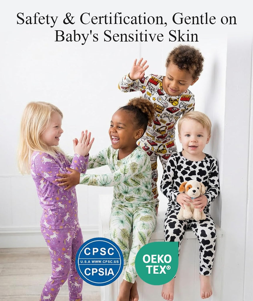 Bamboo Viscose Toddler Girls Snug Fit Pajamas 2 Piece Pjs