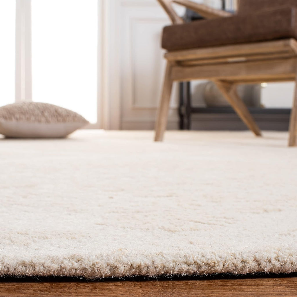 Abstract Area Rug - 10' x 14', Ivory & Beige, Handmade Wool