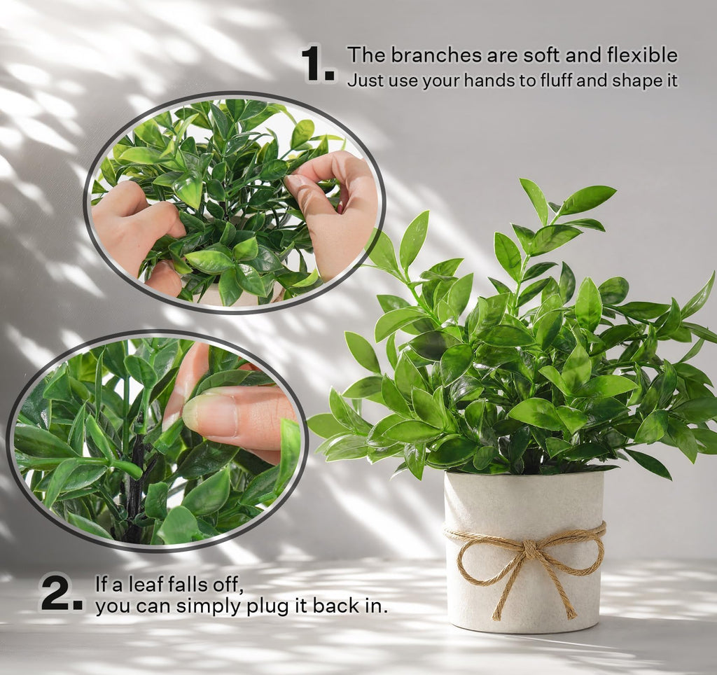 Fake Plants, 4 PCS Small Artificial Eucalyptus Potted Plants Indoor in Pots